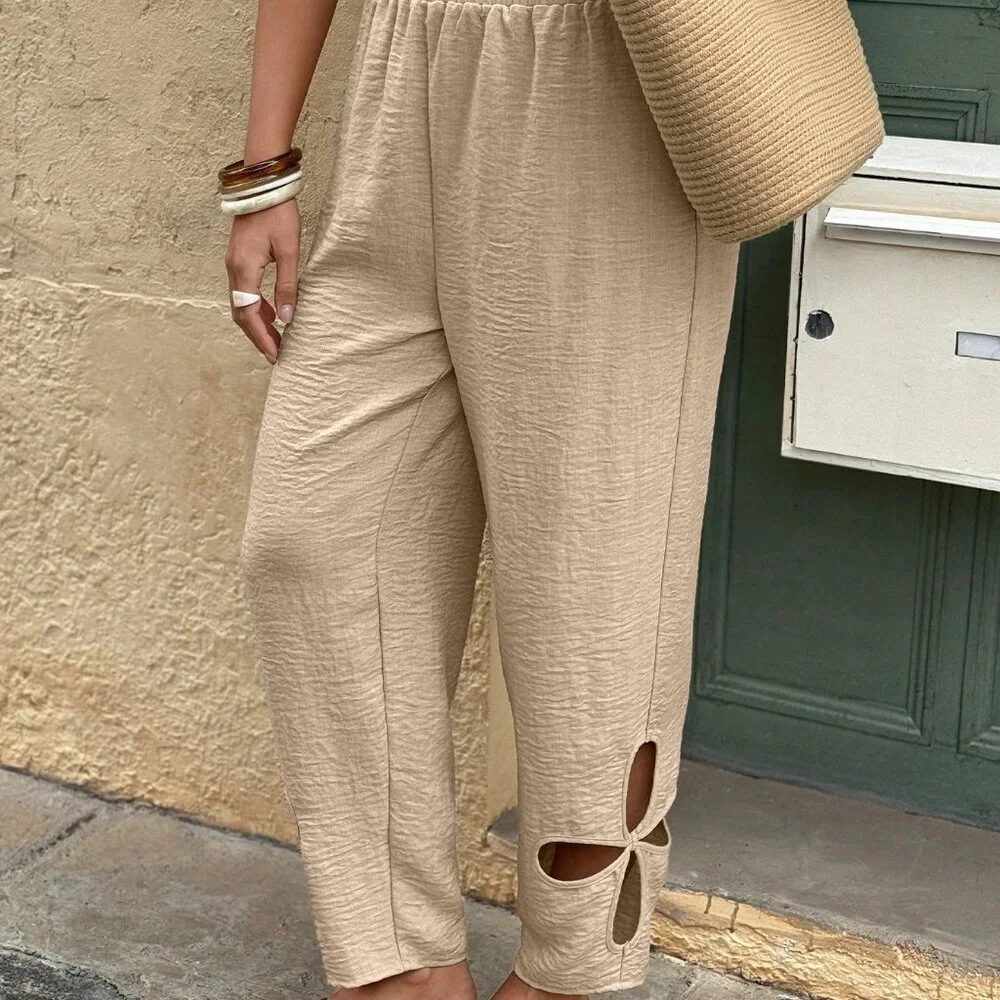 Khaki Casual Women's Pants
